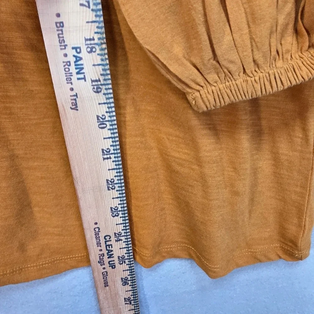 Loft Puff Sleeve Top Womens XL Boho Crochet Lace Embroidered Vneck Gold Mustard